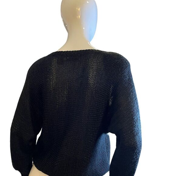 Vintage Ginenne 80s Abstract Angora Sweater Medium Black White - Picture 3 of 11
